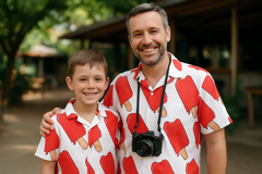 Red Popsicle Pattern Shirt - Matching Father Son Summer Shirts Set